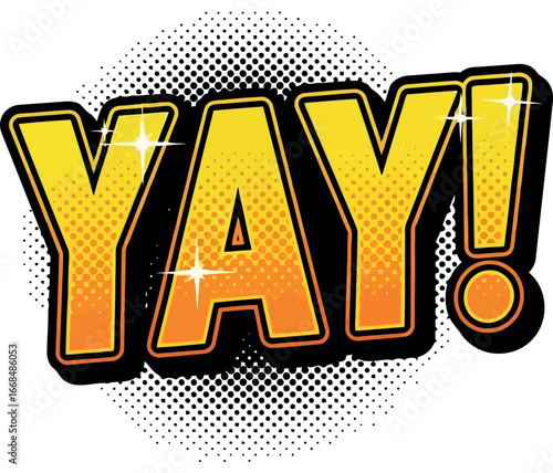 Excited yay comic book style celebration word burst vector