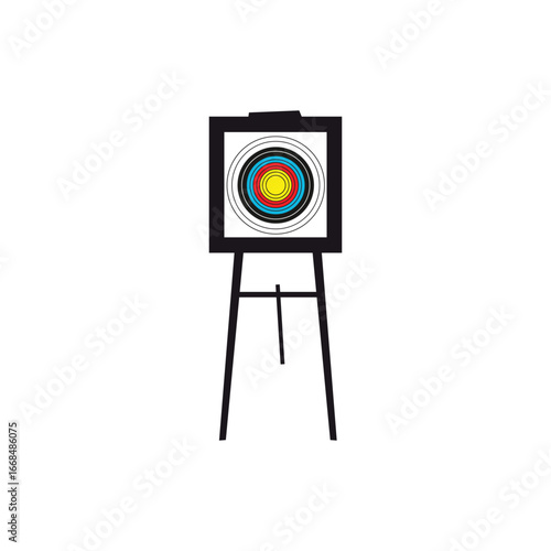 Archery target boards with colorful rings. One target shows arrows hitting the bullseye, the other displays four practice targets. Perfect for sports, accuracy, competition, and training themes.
