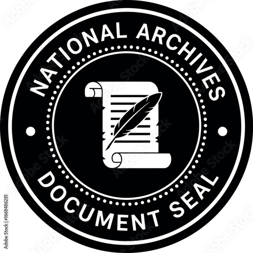 National archives document seal official stamp bureaucracy legal paperwork vector