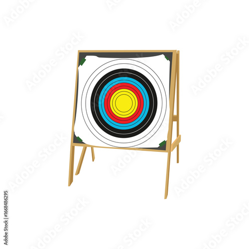 Archery target boards with colorful rings. One target shows arrows hitting the bullseye, the other displays four practice targets. Perfect for sports, accuracy, competition, and training themes.
