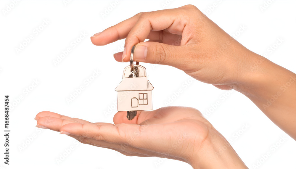 Obraz premium Handing Over House Keys Real Estate Transaction Concept