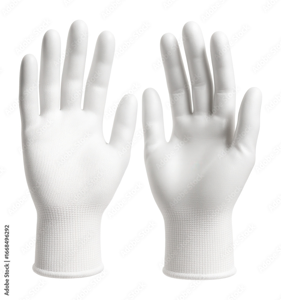 Obraz premium Pair of white nylon gloves with polyurethane coating