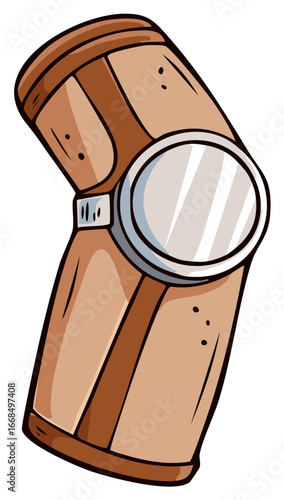 Cartoon image of elbow support with metal details.