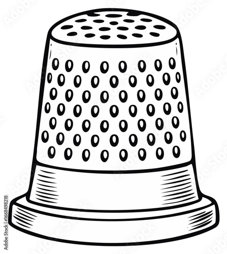 Vintage Style Illustration of a Thimble for Sewing and Crafting Projects