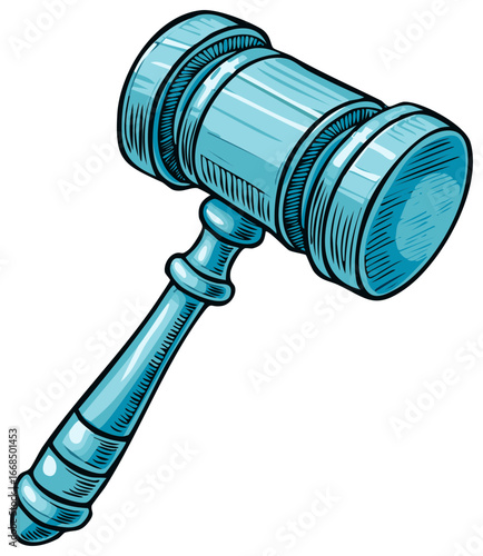 Cartoon Illustration of a Judges Gavel. Law, Justice, and Auction Symbol