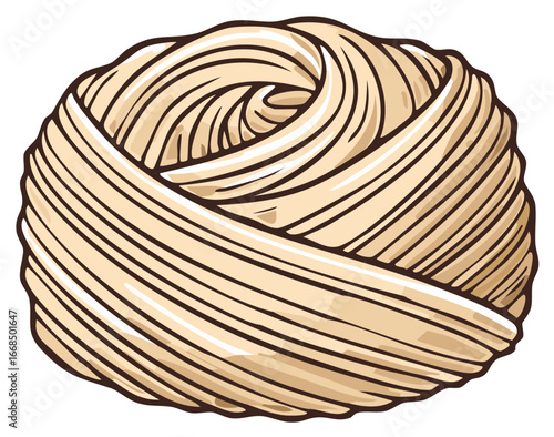 Cartoon Illustration of Dried Egg Noodles or Pasta Nest Close Up Ready to Cook