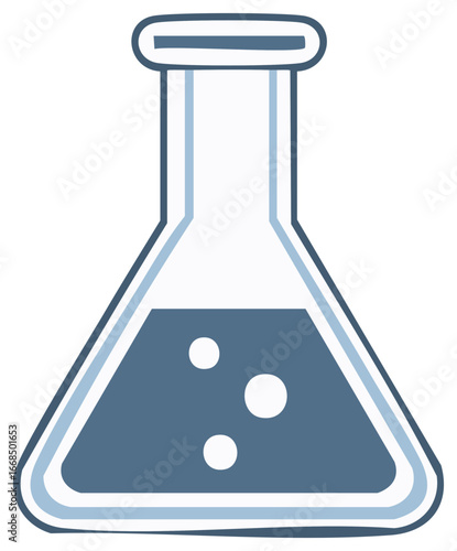 Erlenmeyer Flask Filled with Liquid with Bubbles, Research and Science Illustration