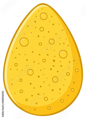 Bright yellow cartoon egg shape with porous texture and holes