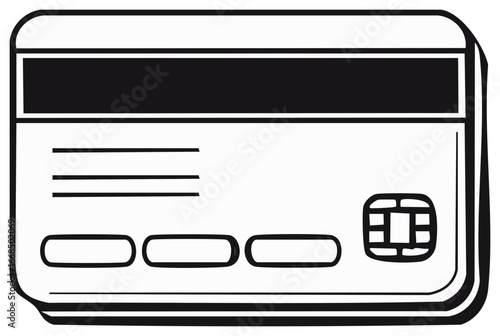 Stylized Credit Card Outline with Chip and Magnetic Stripe
