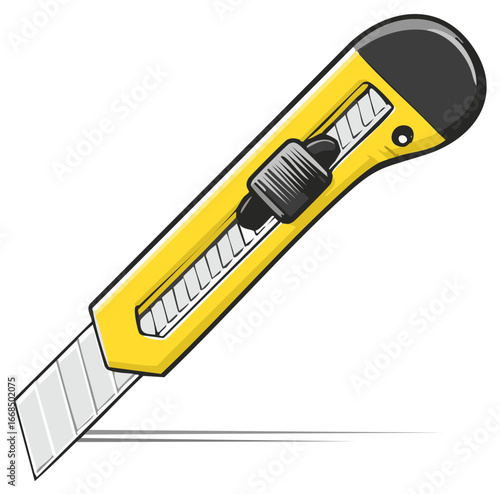 Bright Yellow Utility Knife Vector Illustration for Crafting and Cutting Projects