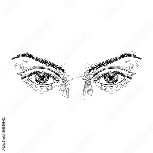 human eyes vector line art hand drawn illustration