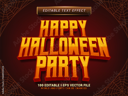 happy halloween party 3d style editable text effect graphic design