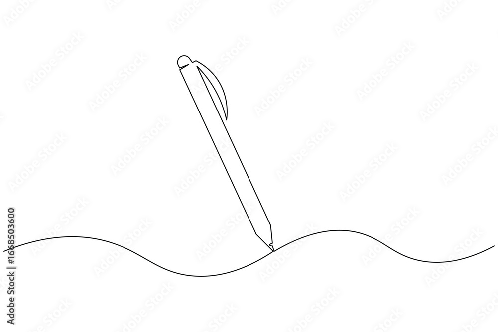 Obraz premium Ball pen continuous one line drawing minimalist outline vector illustration