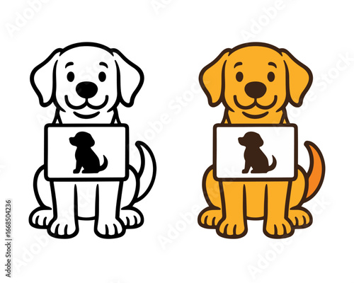 Playful Puppy Pair A Cartoon Dog Duo Depicting Canine Companionship and Joyful Pets Ready for Adoption or a Fun Day Out
