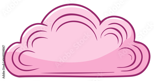 Cartoon-Style Pink Cloud with Dark Pink Border
