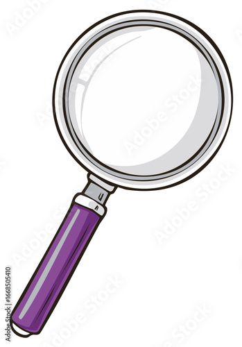 Magnifying Glass Illustration with Purple Handle Examination Search Tool