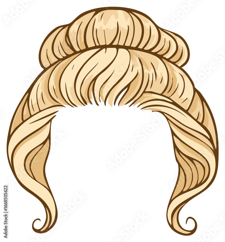 Blonde elegant updo hairstyle with a sophisticated bun and wavy flowing locks cartoon vector illustration