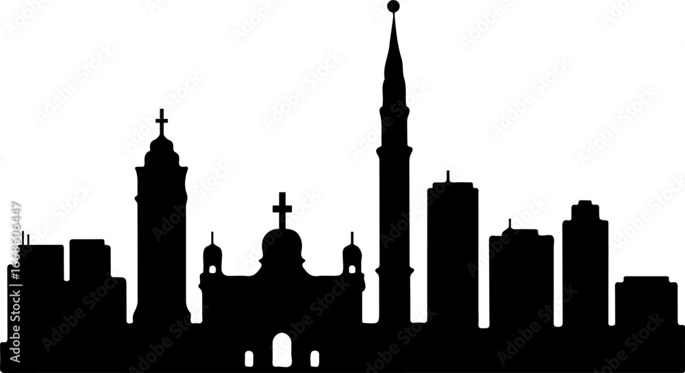 Obraz premium Cairo Skyline Vector Silhouette | Black and White Minimal Design