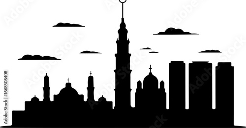 Cairo Skyline Vector Silhouette | Black and White Minimal Design