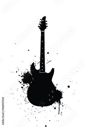 Grunge Music Poster Template. Vector Electric Guitar 