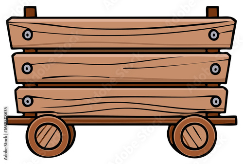 Rustic Wooden Three-Tiered Cart with Wheels
