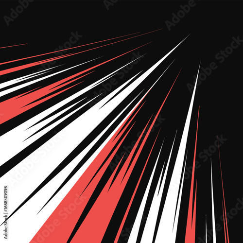 An abstract vector design of colorful bright lines exploding on a dark background