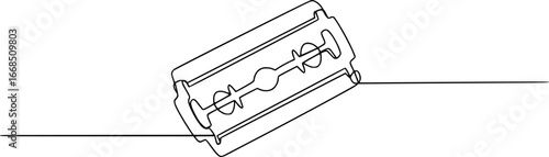 Razor blade in continuous one line art drawing minimalist style for barbershop and grooming design
