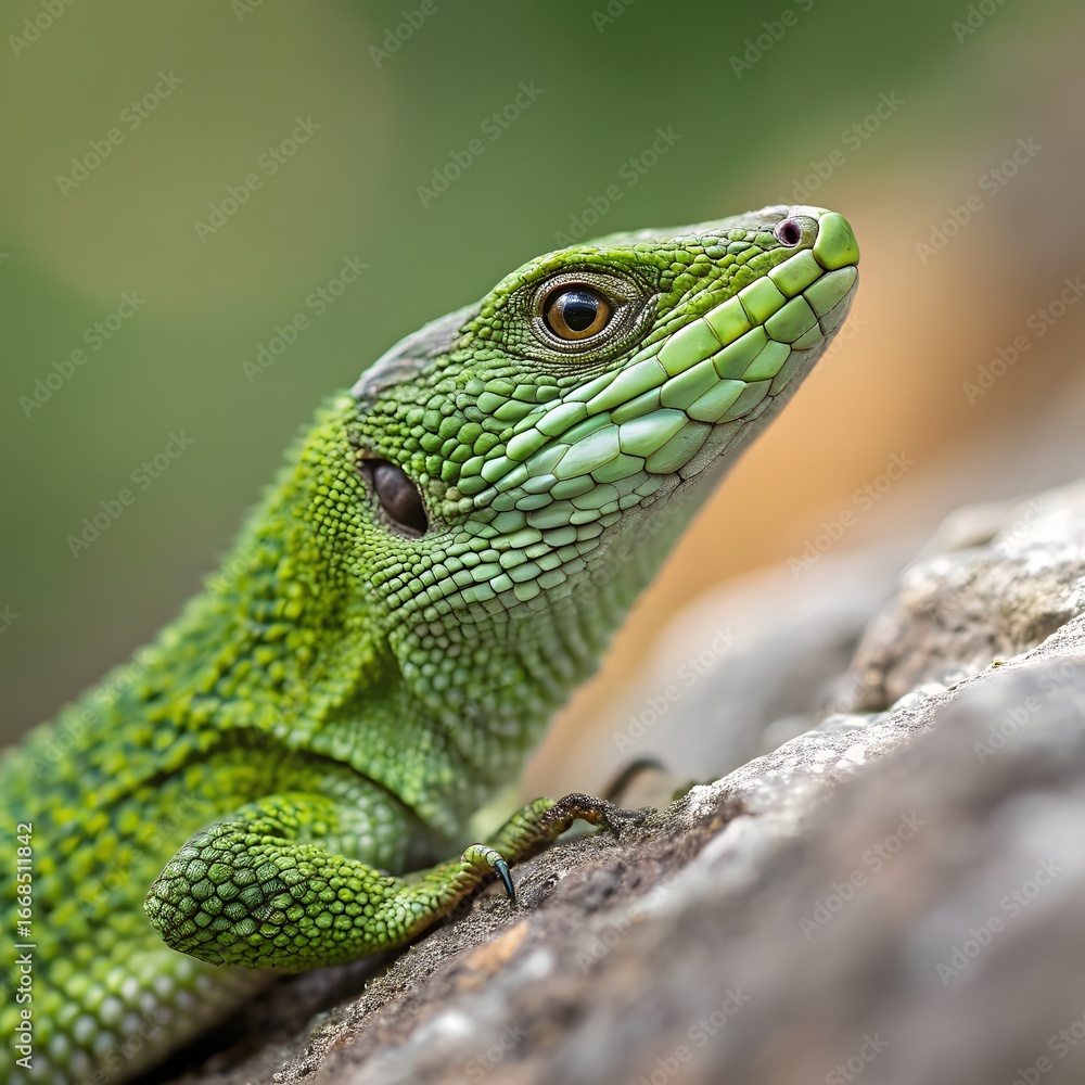 Fototapeta premium Small Green Iguana Closeup
