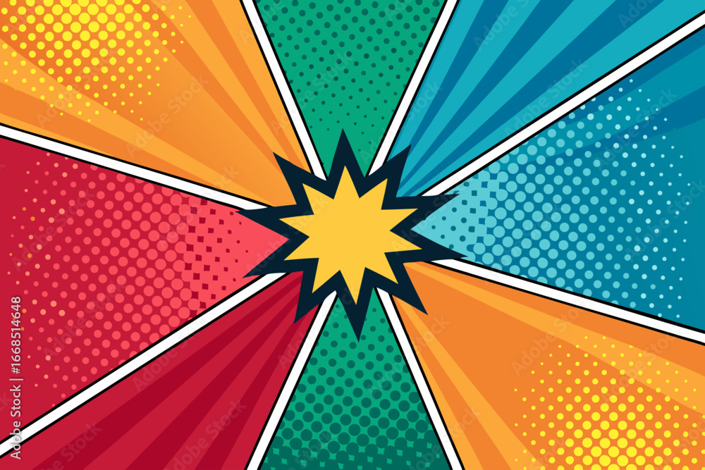 Obraz premium Featuring Bold Pop Promo With Halftone Vibrant High-Quality Stock Image