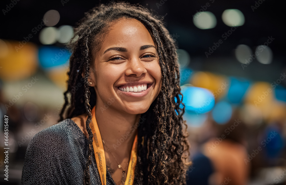 Obraz premium a business person at a trade show, their composed demeanor and professional attire showcasing their commitment to excellence and success in a fast paced industry event.