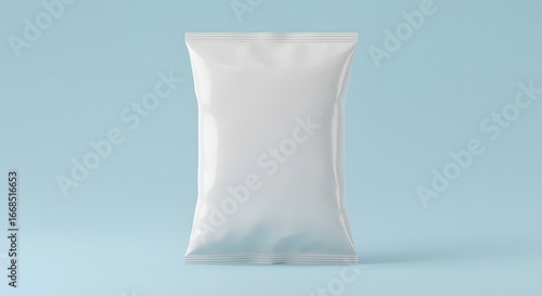 Blank White Snack Package Mockup on Blue Background