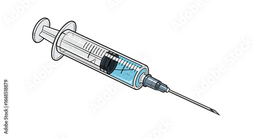 Syringe Illustration in a Science Environment for Health Education and Awareness