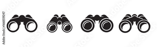 vector illustration of a set of binocular icons