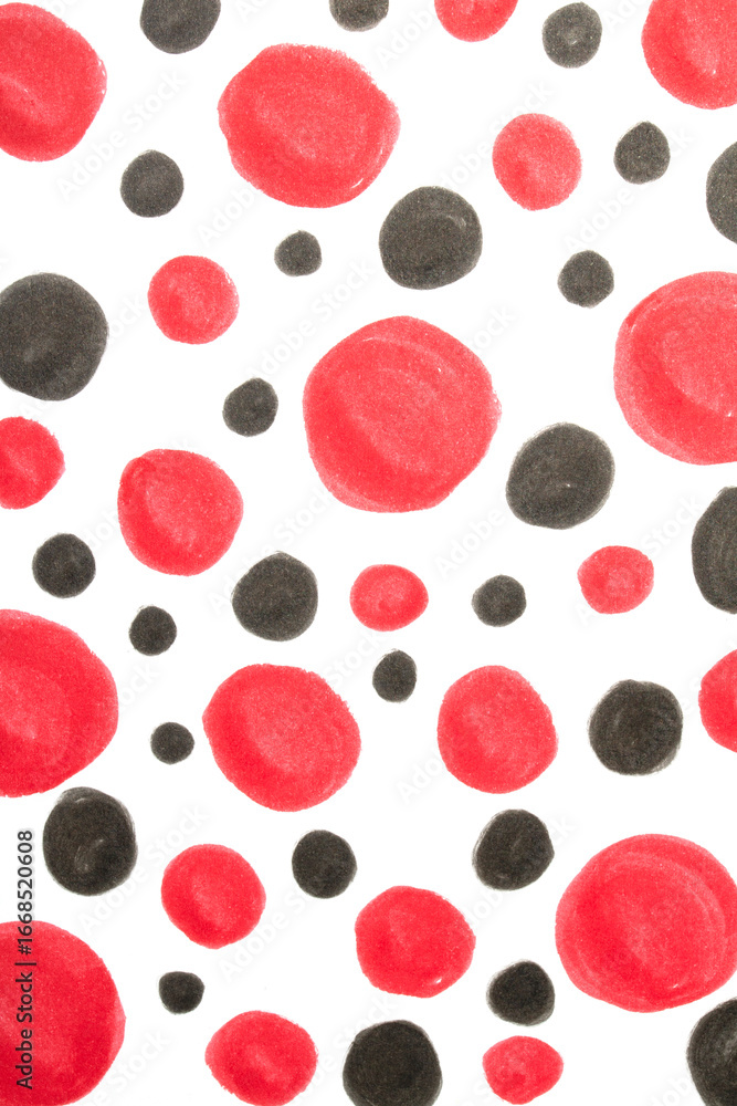 Fototapeta premium Hand Made Felt Tip Pen Doodle Scribble With Circles Dots and Swirls in Black and Red for background