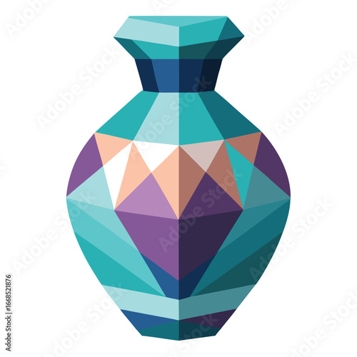 Geometric crystal vase isolated on white background