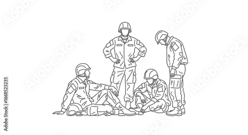soldiers aiding injured comrade military teamwork, combat casualty care, battlefield injury
