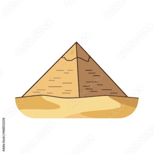 Cartoon Illustration of Ancient Egyptian Pyramid in the Desert Sand