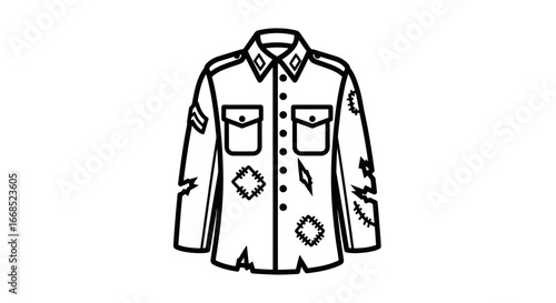 Wallpaper Mural torn shirt, ragged clothing, patchedup apparel, distressed design, line art, graphic illustration, vintage style, grunge fashion Torontodigital.ca