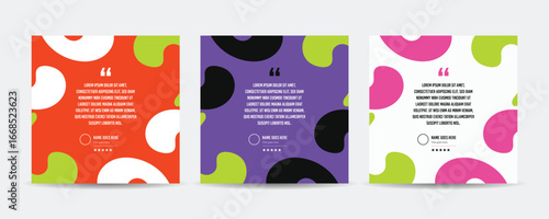 Client testimonial social media post design template, Client review social media post, Customers feedback web banner layout, Marketing post.