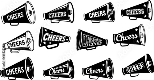 Cheer megaphone svg, Cheer megaphone silhouette, Cheer megaphone svg cut files, Cheers silhouette. 