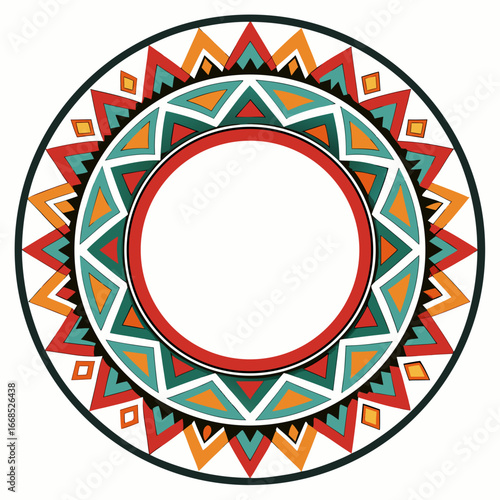 Circular native american inspired geometric pattern frame