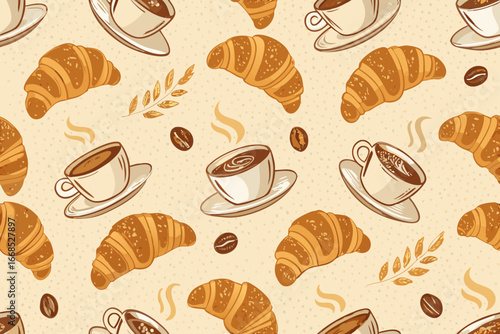 Seamless Bold Wallpaper With Croissant And Premium Digital Asset Ideal for Marketing