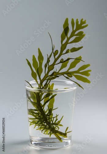 Fresh Seaweed in Glass of Water for Culinary or Scientific Use