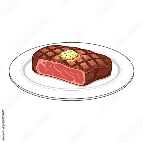 Beef steak on a white plate
