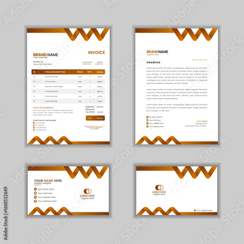 Corporate Business Stationery Set Invoice Letterhead Business Card and Card Design