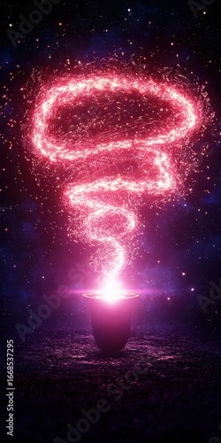 Abstract Light Swirl Emanating from a Mysterious Pot in Space