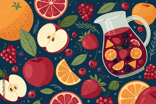 Vibrant Sangria With Bold Fruit High-Quality Stock Image Perfect for Editorial Content