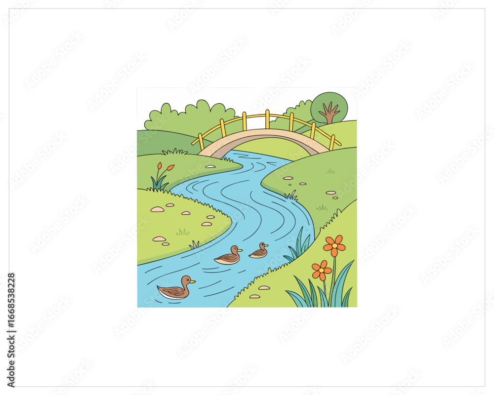 Fototapeta premium Cartoon River Vector Free SVG Download