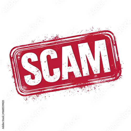 Scam Alert Red Stamp Warns of Deception and Fraudulent Activities - Be Aware!
