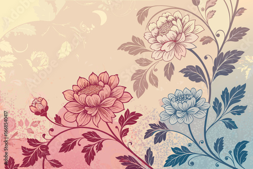 Wallpaper Mural Vintage With Bold Floral Ornamen High-Quality Stock Image Perfect for Editorial Content Torontodigital.ca